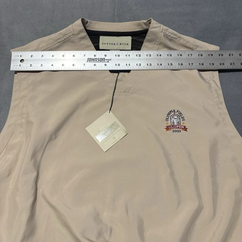Cutter & Buck Golf Vest Mens XL Beige Windbreaker Olympia Fields U.S. Open 2003